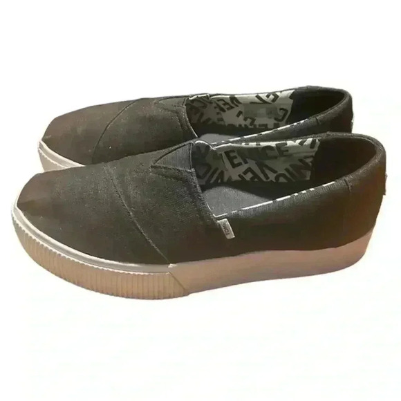 Toms Alpargata Boardwalk Slip‎ On Canvas Platform Sneaker - Size 9 - Picture 1 of 6